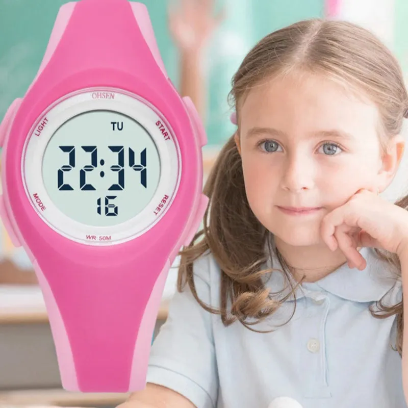 Bright Colored Waterproof Digital Sports Wristwatch For Kids