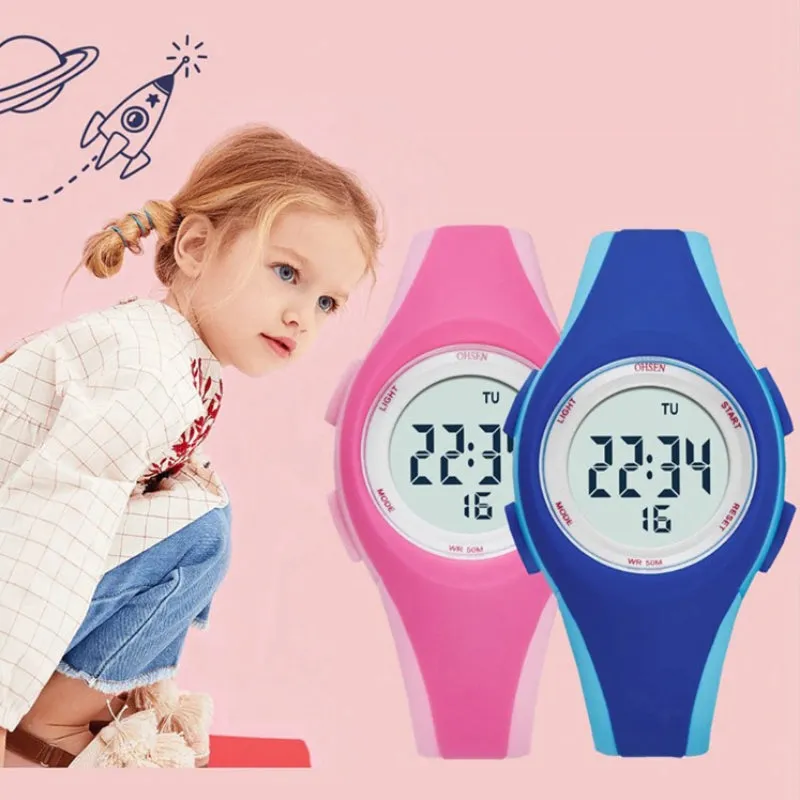 Bright Colored Waterproof Digital Sports Wristwatch For Kids