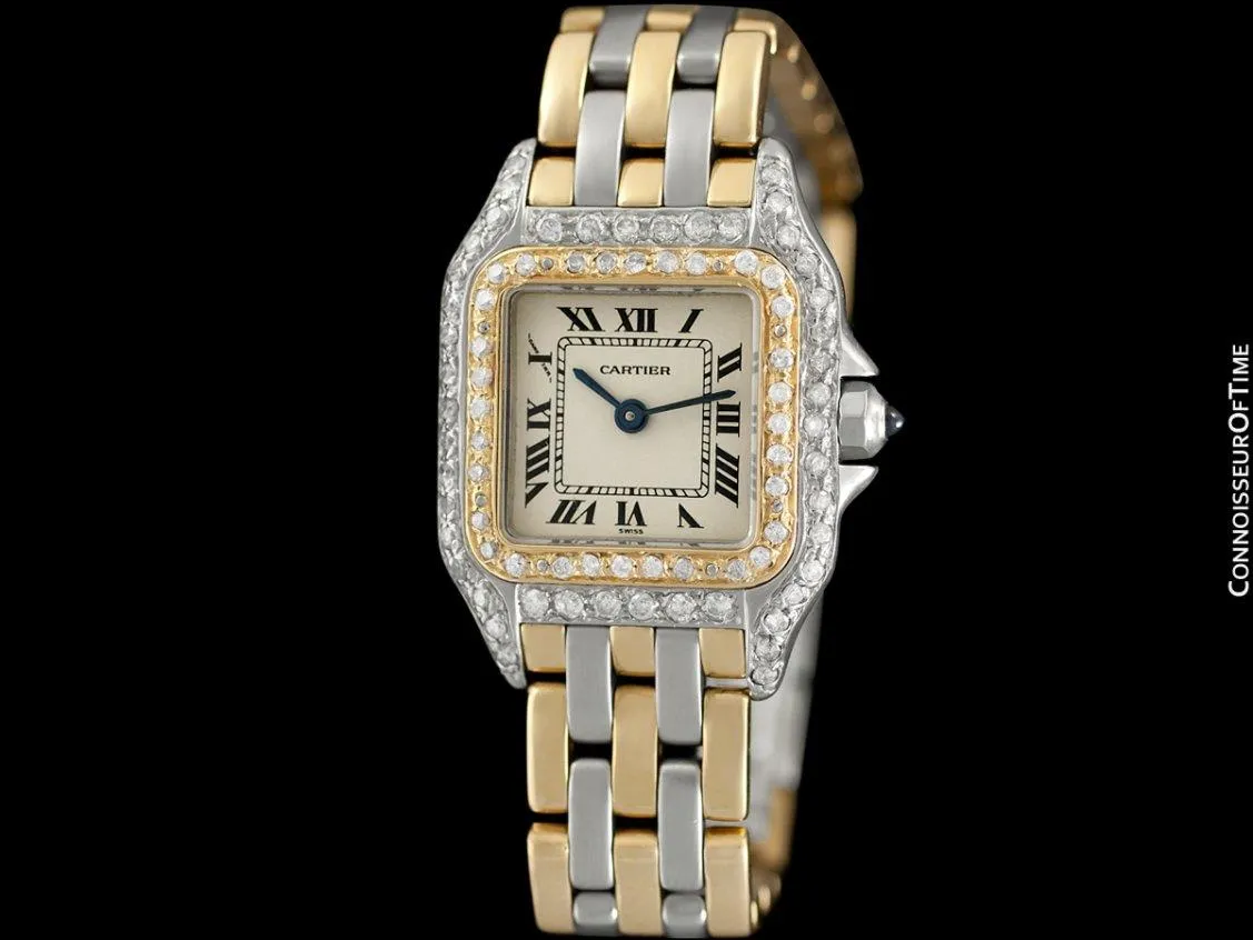 Cartier Panthere Ladies Two-Tone Watch - Stainless Steel, 18K Gold & Diamonds