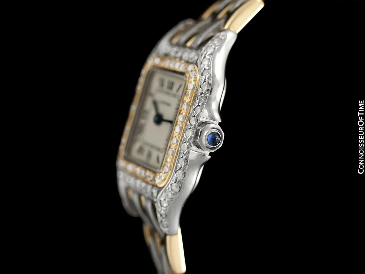 Cartier Panthere Ladies Two-Tone Watch - Stainless Steel, 18K Gold & Diamonds