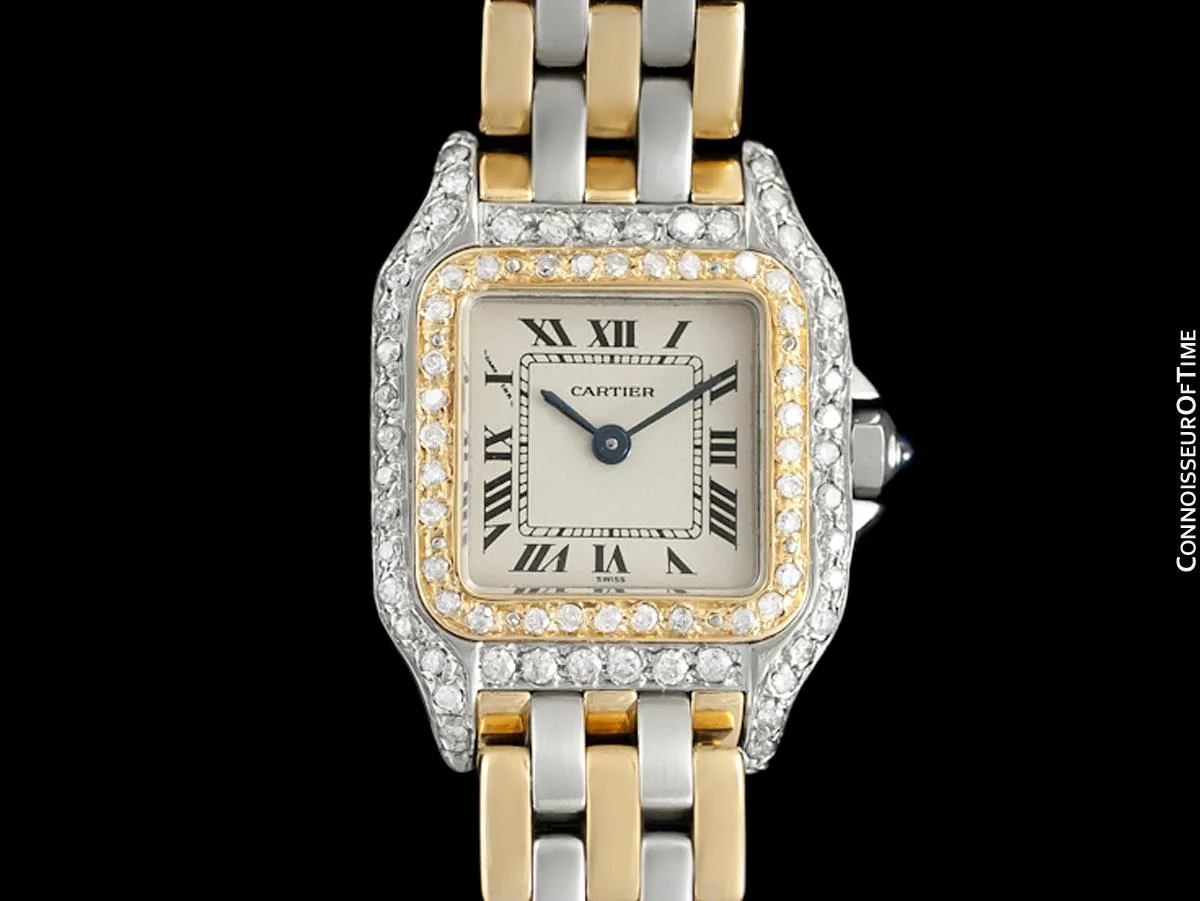 Cartier Panthere Ladies Two-Tone Watch - Stainless Steel, 18K Gold & Diamonds