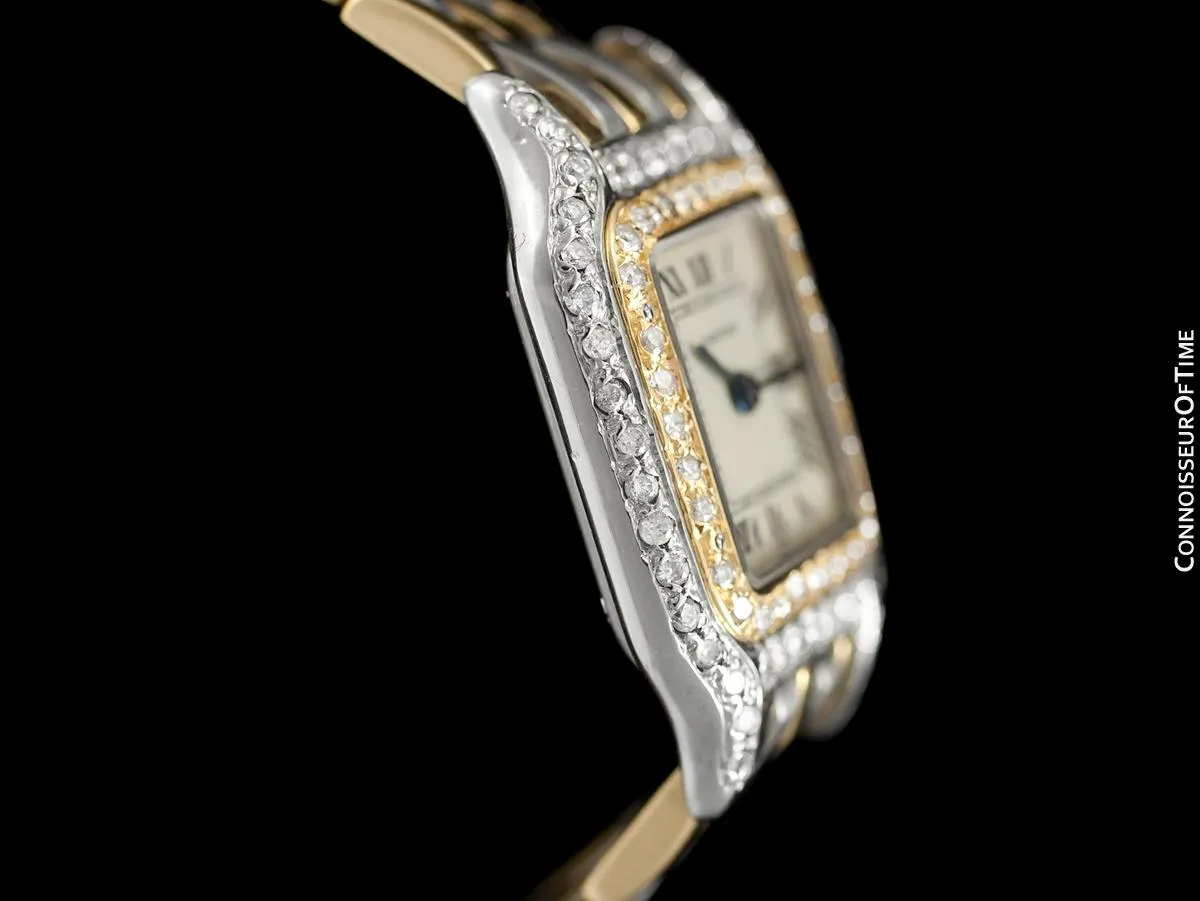 Cartier Panthere Ladies Two-Tone Watch - Stainless Steel, 18K Gold & Diamonds