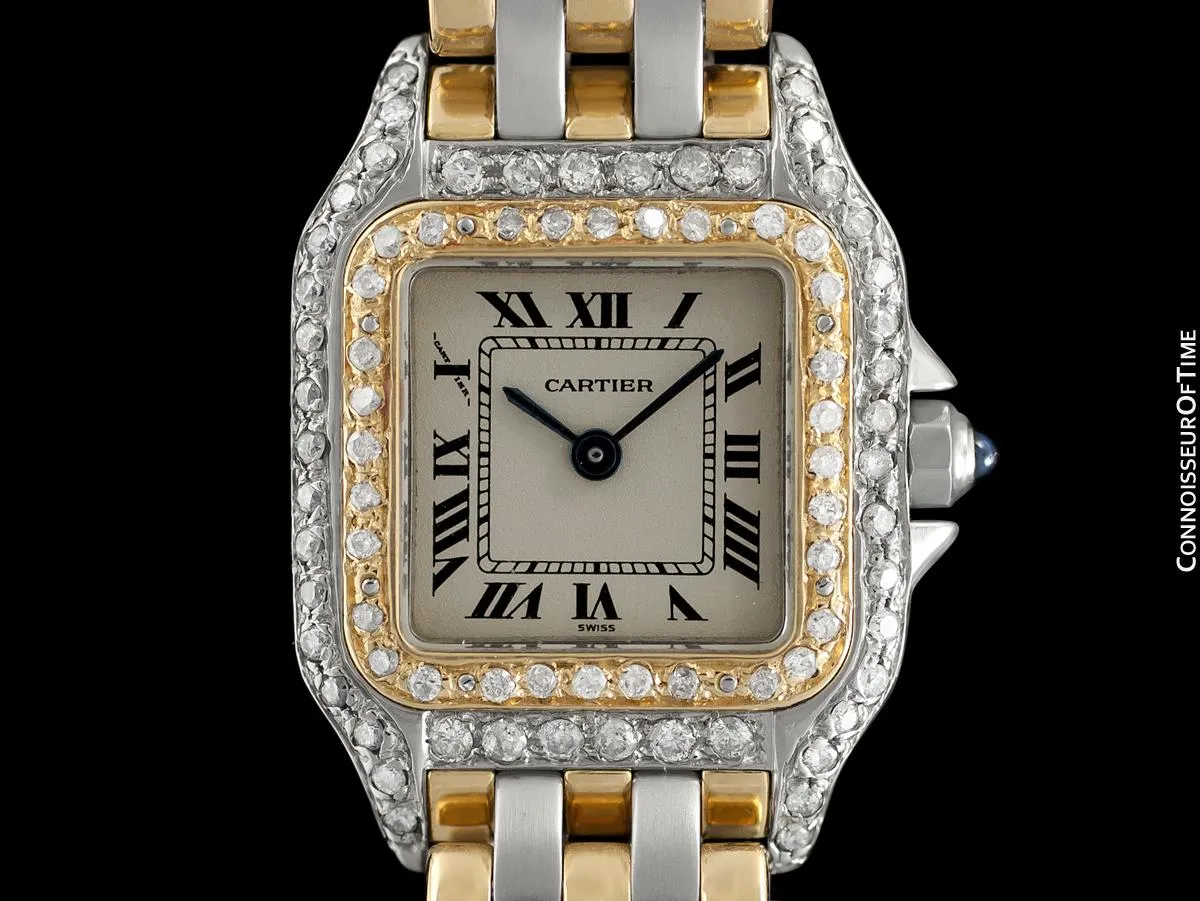 Cartier Panthere Ladies Two-Tone Watch - Stainless Steel, 18K Gold & Diamonds