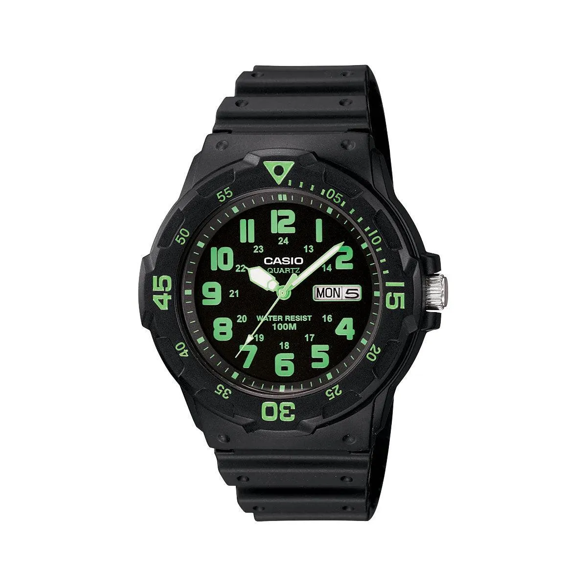 Casio Mens Black & Green Watch - MRW200H-3B