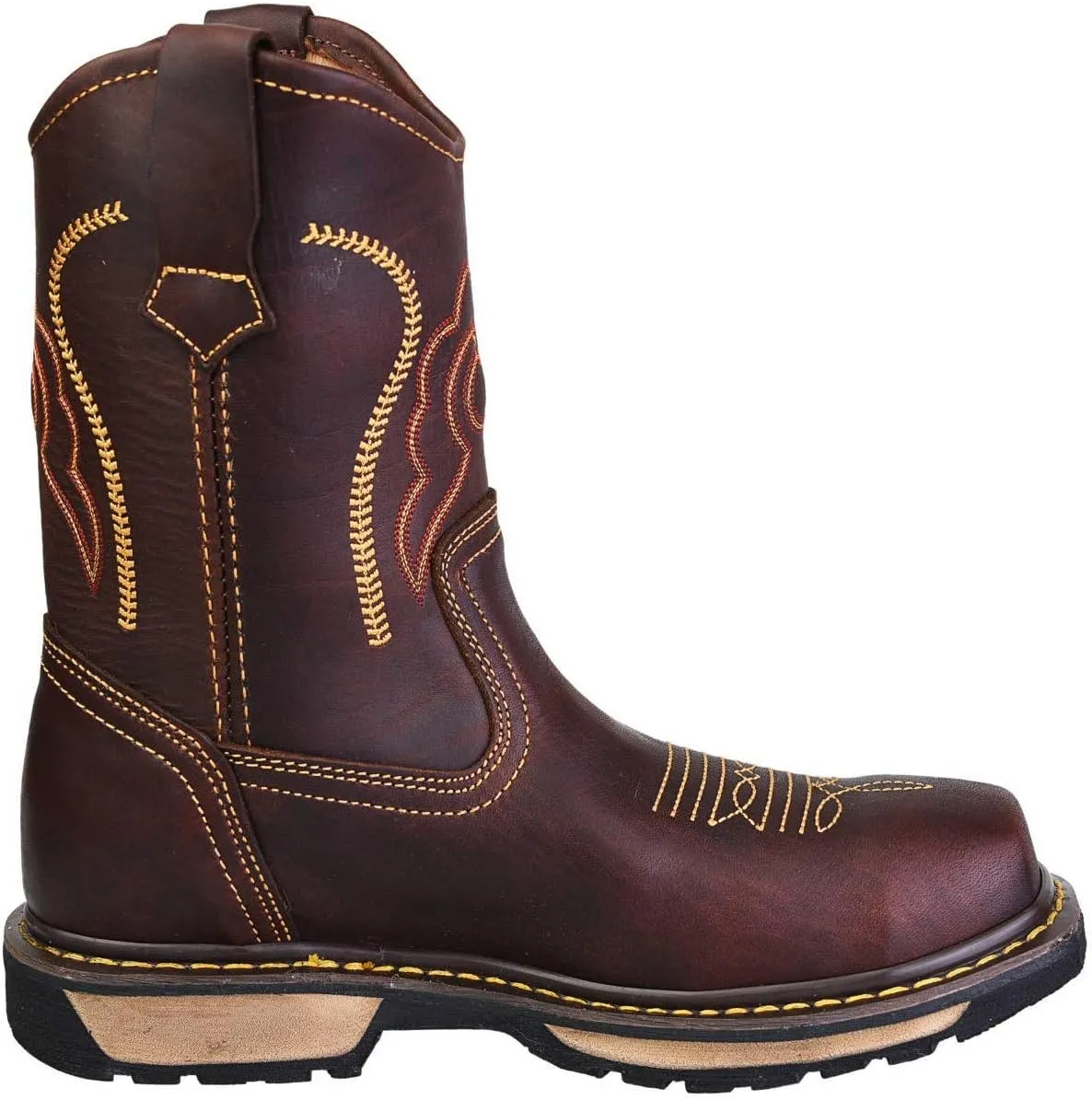 CEBU men's composite toe work boots, construction and industrial safety, utility, leather, breathable, 10 inch shoes, Rodeo