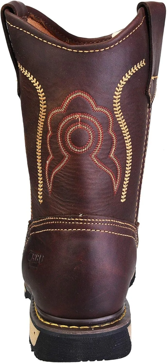 CEBU men's composite toe work boots, construction and industrial safety, utility, leather, breathable, 10 inch shoes, Rodeo
