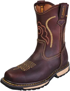 CEBU men's composite toe work boots, construction and industrial safety, utility, leather, breathable, 10 inch shoes, Rodeo
