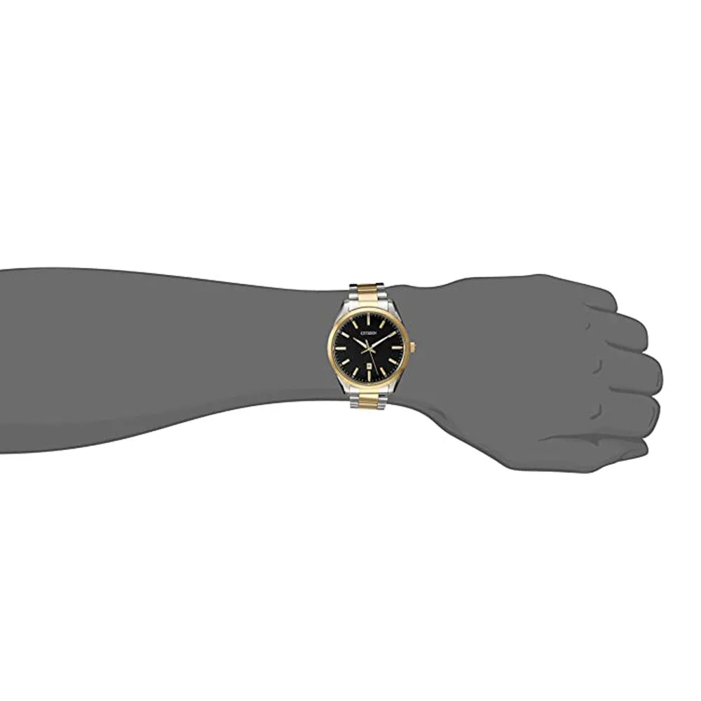 Citizen Mens Dress Stainless Steel Case and Bracelet Black Dial Two-tone Watch - BI1034-52E