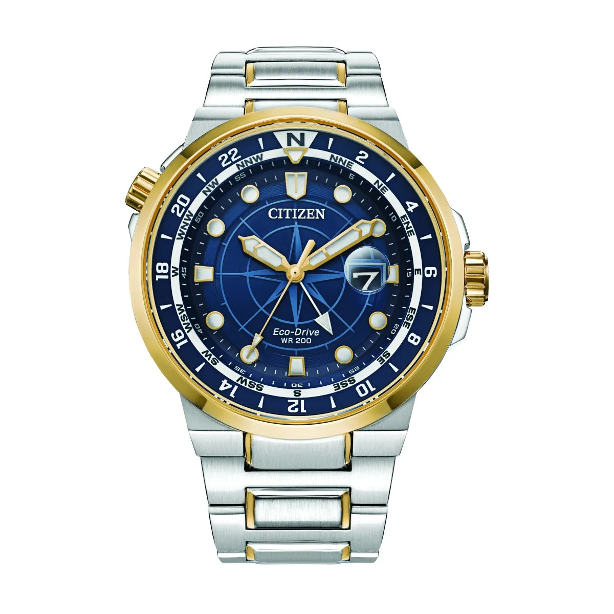 Citizen Watch with 44MM Blue Round Dial and Stainless Steel Bracelet. BJ7144-52L