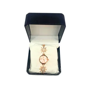Copper color Wrist Watch For Ladies in Floral design with stone work