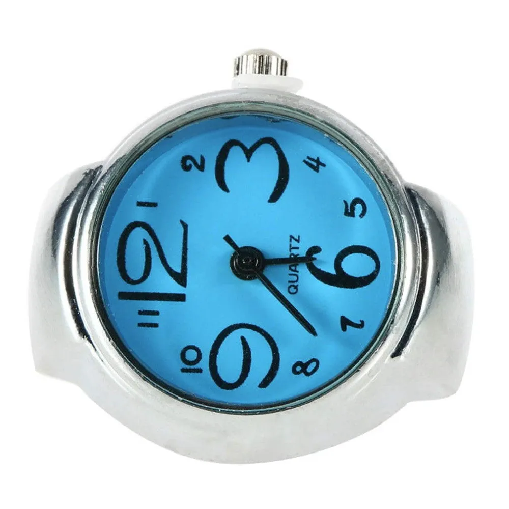 Creative Fashion Lady Girl Steel Round Elastic Quartz Finger Ring watch