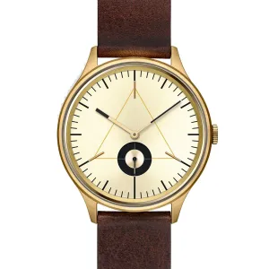 Cronometrics Unisex Round Analog Leather Strap Dial Gold Watch - CM01WL17