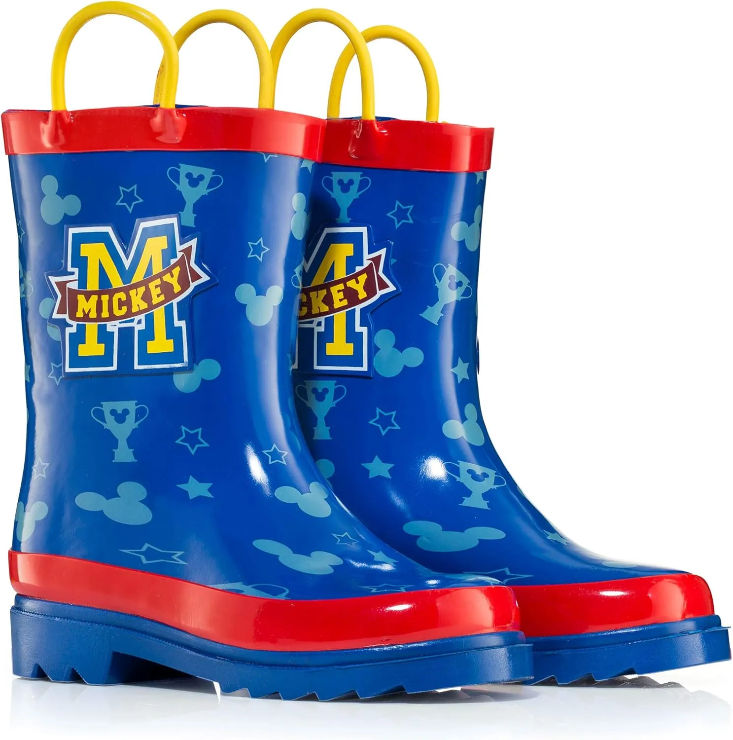 Disney Mickey Mouse Rubber Rainboots - Attached Handles - Toddler and Little Kid
