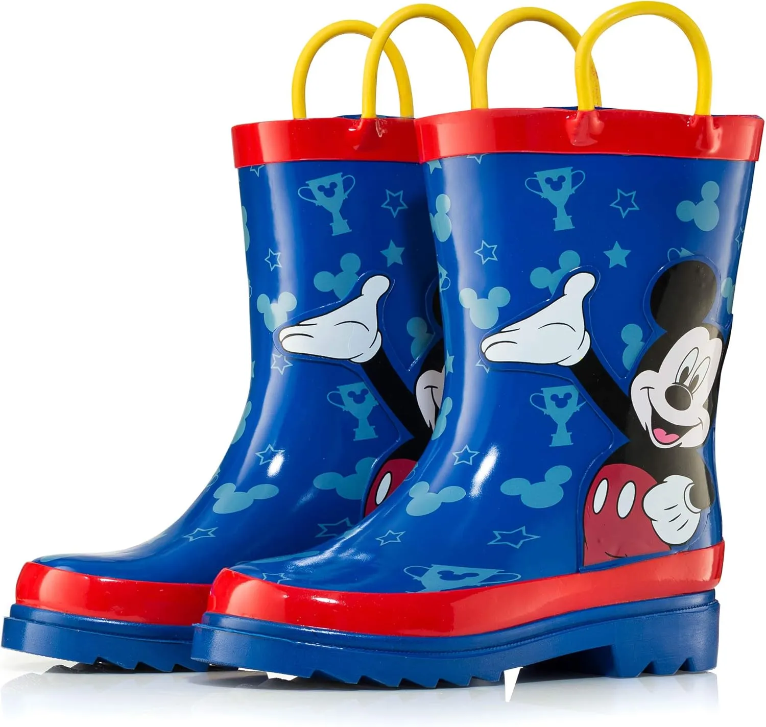 Disney Mickey Mouse Rubber Rainboots - Attached Handles - Toddler and Little Kid