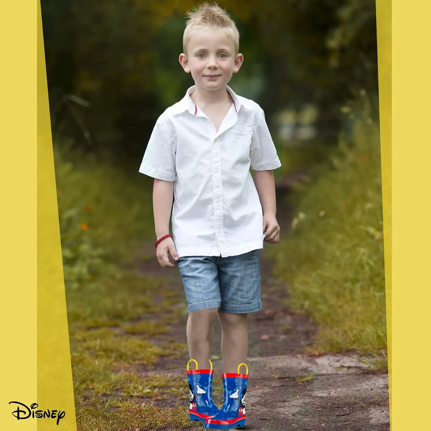 Disney Mickey Mouse Rubber Rainboots - Attached Handles - Toddler and Little Kid