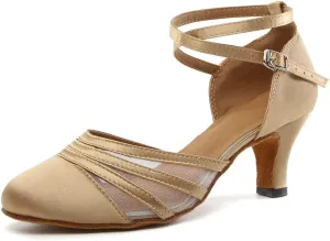 DKZSYIM Women's Latin Ballroom Dance Shoes Close Toe Character Modern Tango Salsa Performance Dancing Shoes,Model N189
