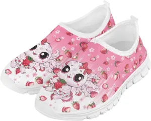 Doojoayie Axolotl Shoes for Girls Gym Shoes Slip On Shoes for Child Back to School Casual