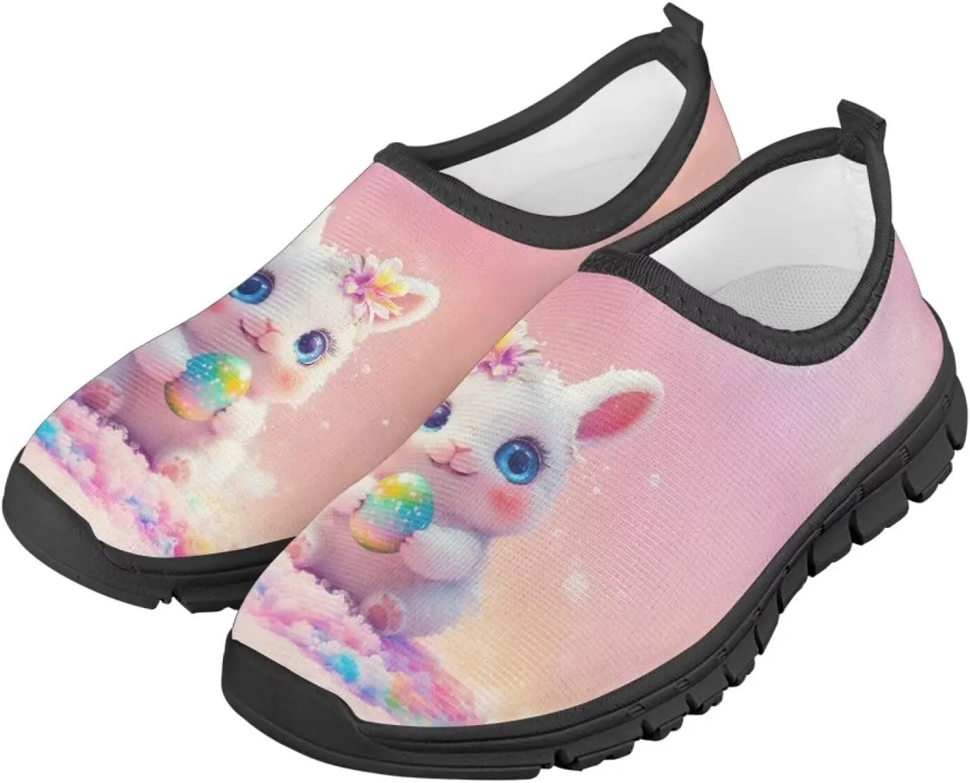 Doojoayie Easter Shoes for Girls Slip On Tennis Shoes Holiday Party Footwear