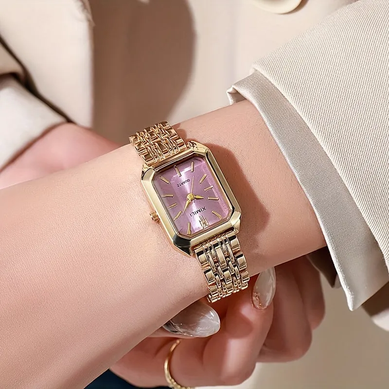 Elegant Steel Belt Square Quartz Watch