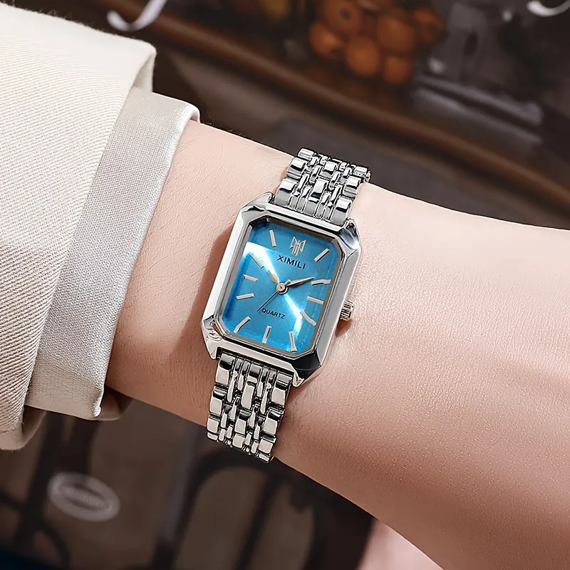 Elegant Steel Belt Square Quartz Watch