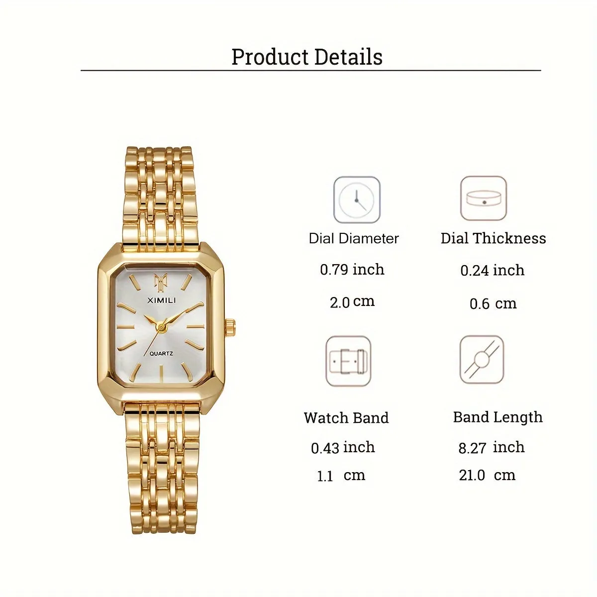 Elegant Steel Belt Square Quartz Watch