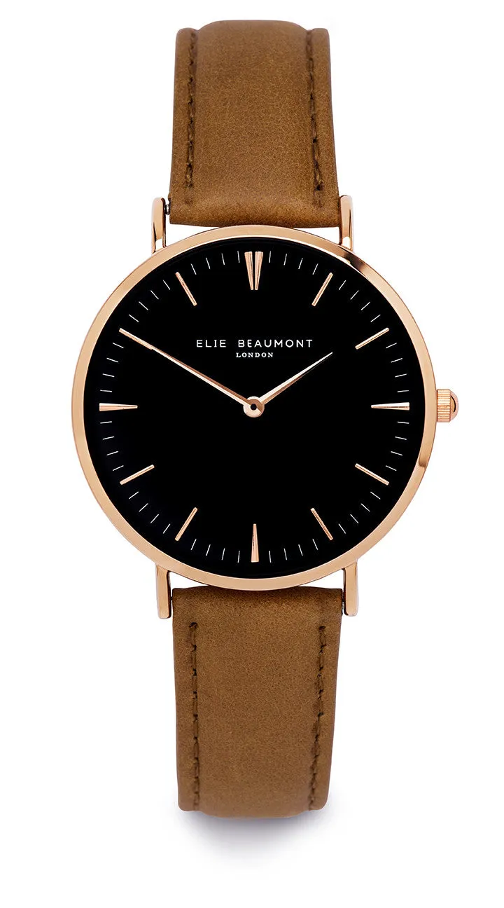 Elie Beaumont Oxford Large Ladies Watch - Black on Mustard