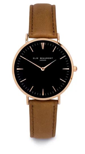 Elie Beaumont Oxford Large Ladies Watch - Black on Mustard