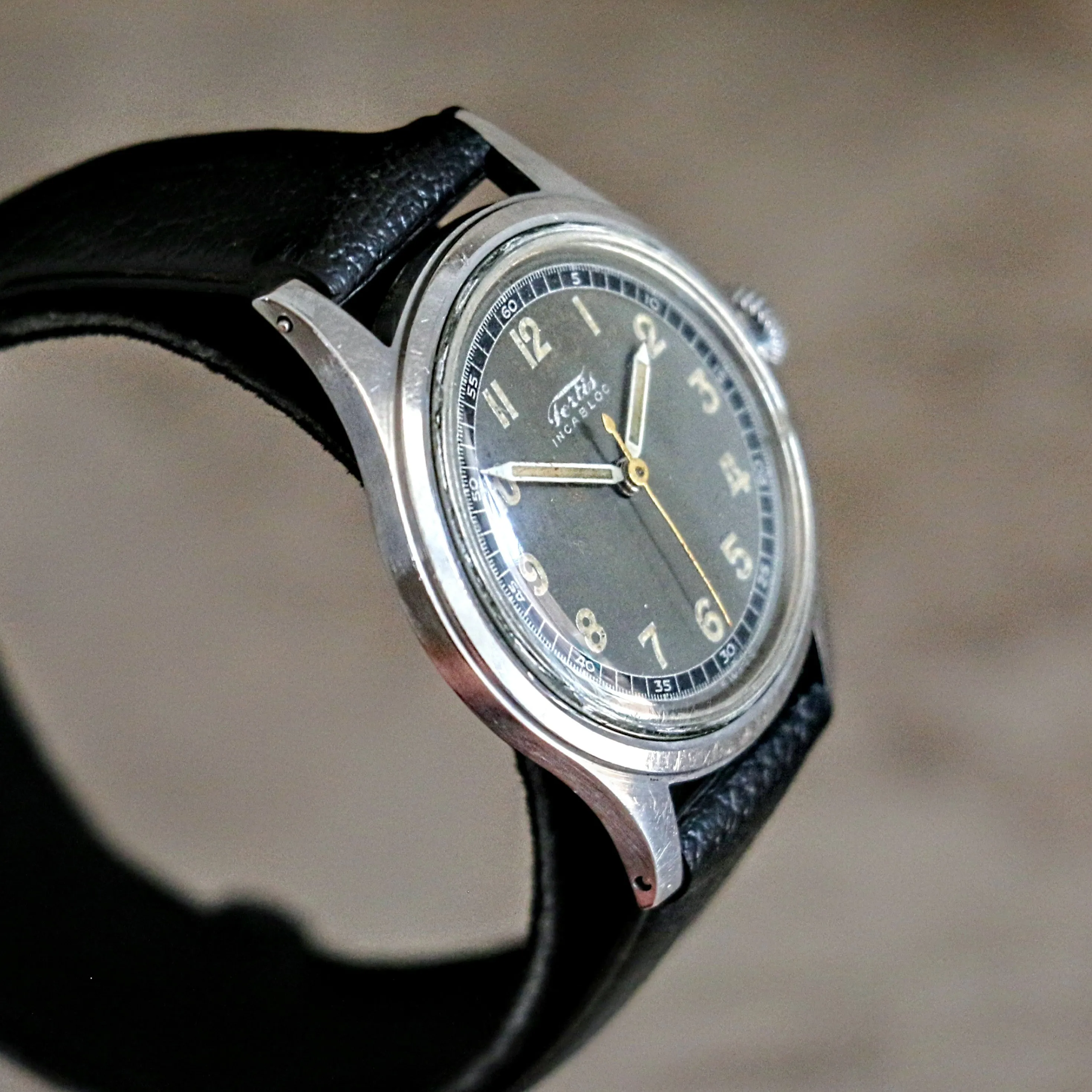 FORTIS WWII Military Wristwatch 17 Jewels Ref. 4097 All Stainless-Steel Watch