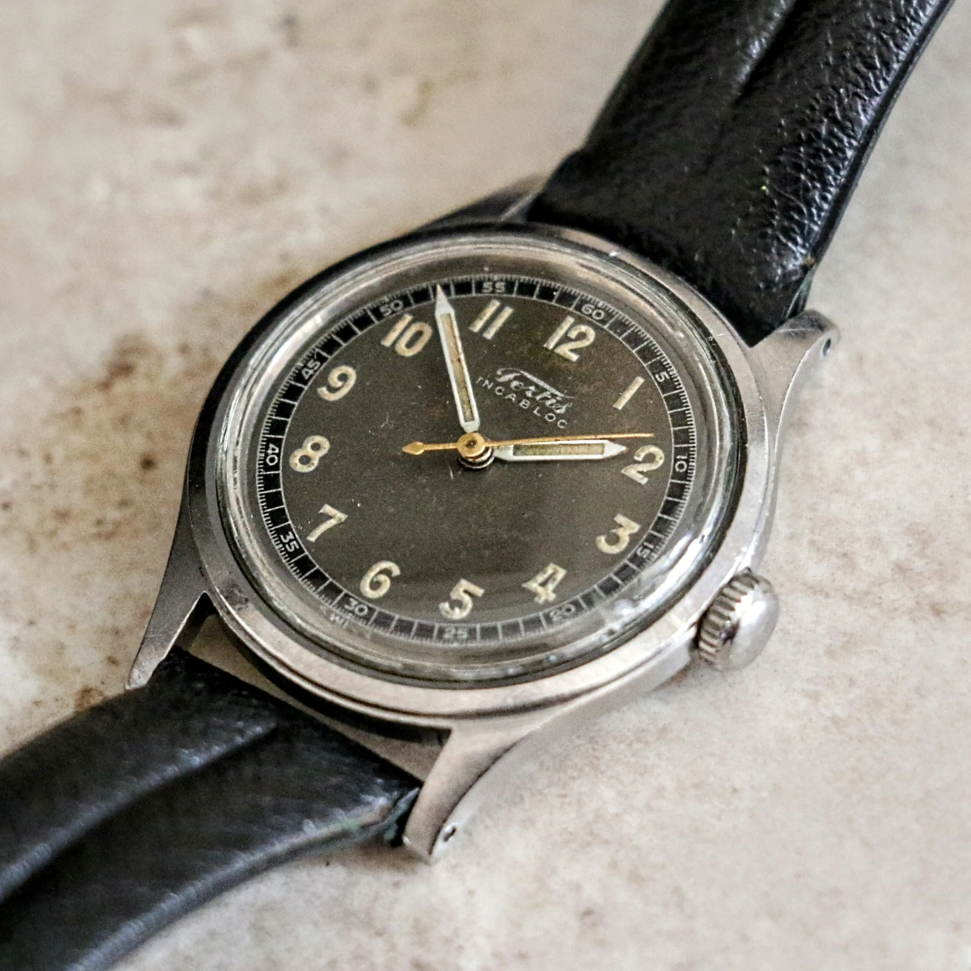 FORTIS WWII Military Wristwatch 17 Jewels Ref. 4097 All Stainless-Steel Watch