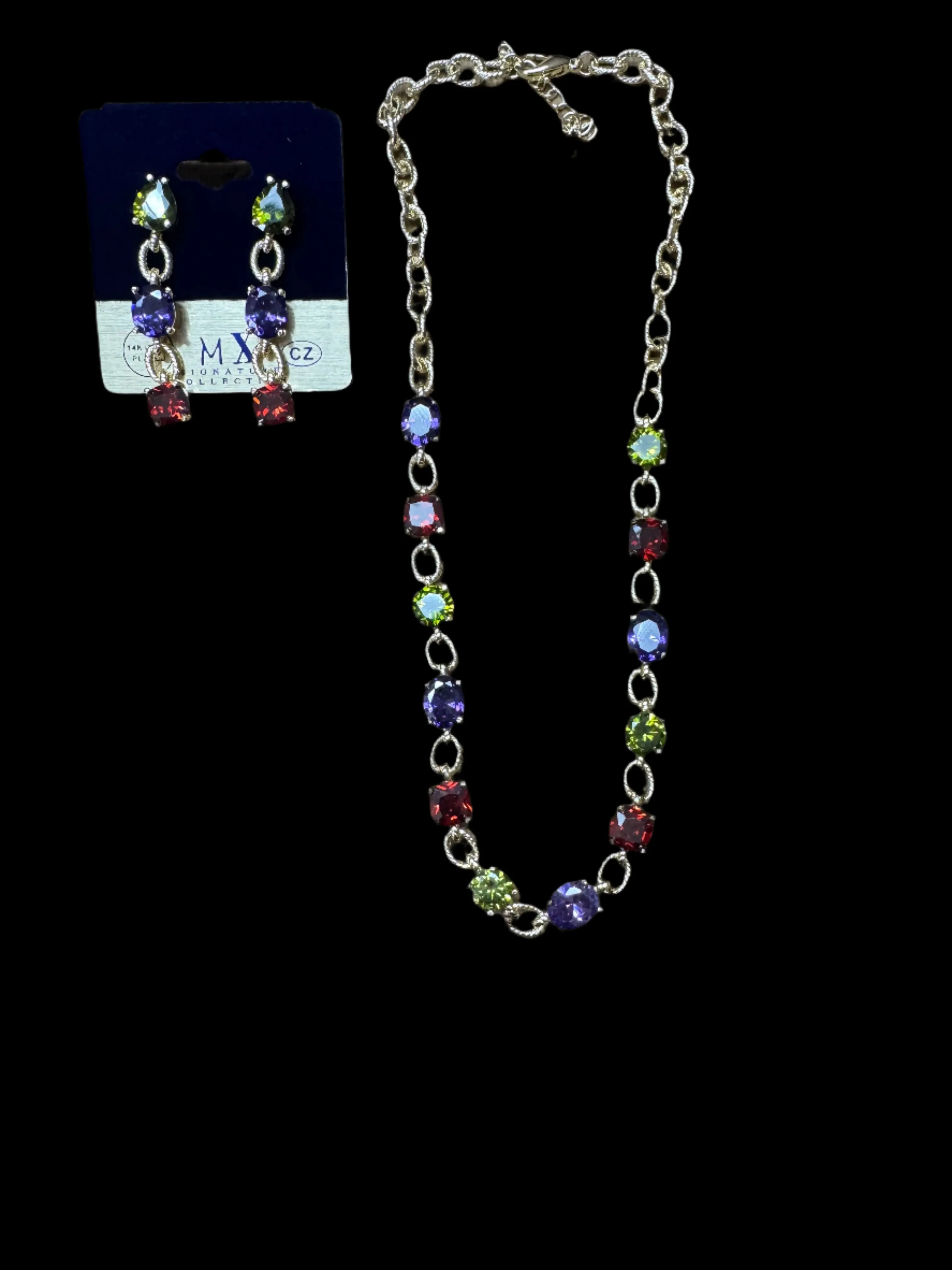Fossick Three Multi Stone Dangle Gold Earring