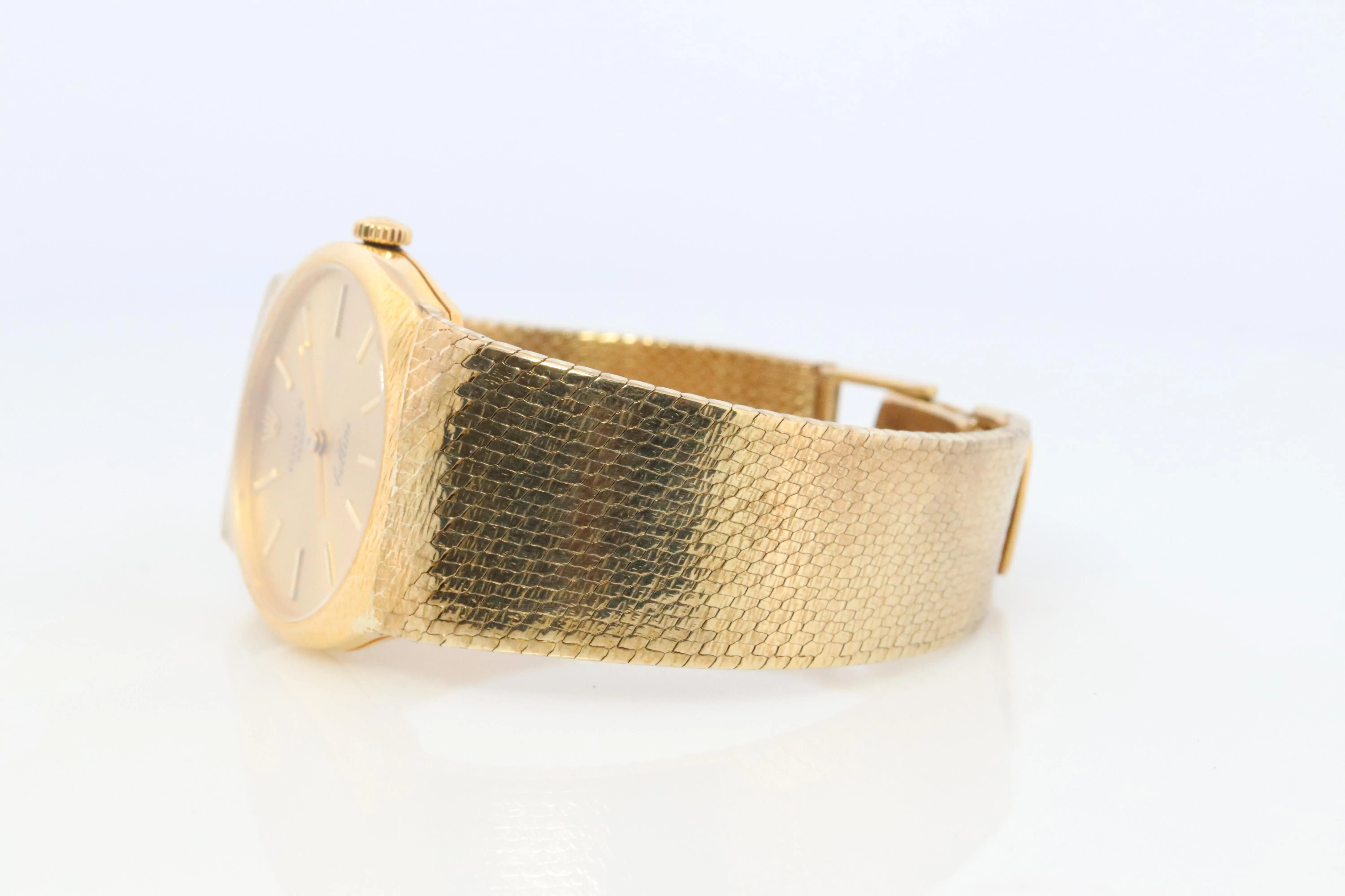 Genuine 18k Rolex Watch. ROLEX Cellini 3802 Mechanical Windup. Milanese bracelet