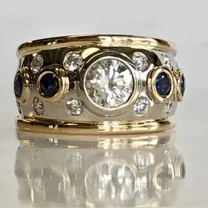 Gold-Inlaid Vintage Ring with Zirconia Accents