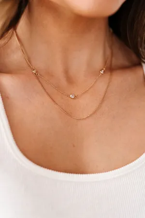 Gold Necklace with Crystal Accents