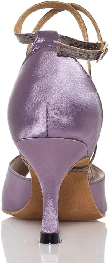 HIPPOSEUS Women's Latin Dance Shoes Satin Professional Ballroom Salsa Practice Performance Dance Shoes Open Toe,Model YCL007