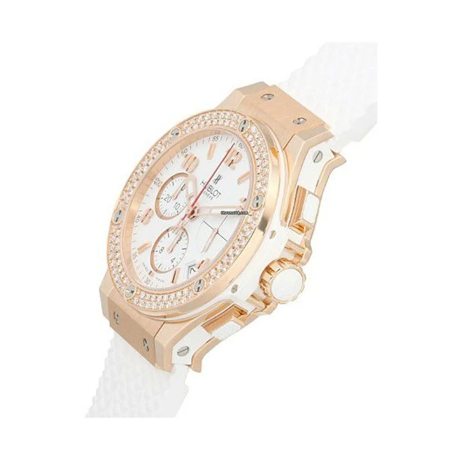 Hublot Big Bang 41mm Porto Cervo Diamonds 18K Rose Gold White Rubber Unisex Watch