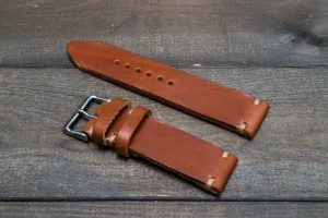 Italian bull leather watch strap 4 mm thick, Toro Bull Cognac, handmade in Finland -  16mm, 17 mm, 18mm, 19 mm, 20mm, 21mm, 22mm, 23 mm, 24mm, 25 mm, 26 mm.