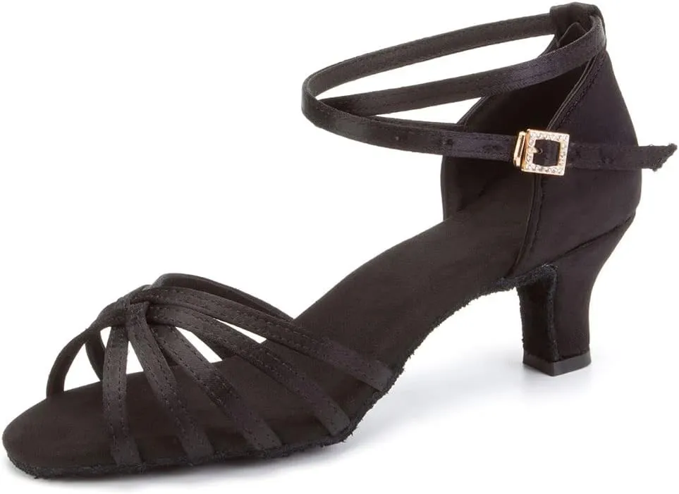 JUODVMP Women Latin Dance Shoes Satin Ballroom Performance Salsa Tango Practice Dance Shoes Model 1217