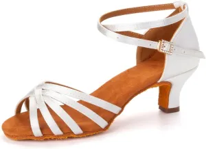 JUODVMP Women Latin Dance Shoes Satin Ballroom Performance Salsa Tango Practice Dance Shoes Model 1217