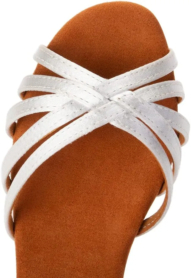 JUODVMP Women Latin Dance Shoes Satin Ballroom Performance Salsa Tango Practice Dance Shoes Model 1217