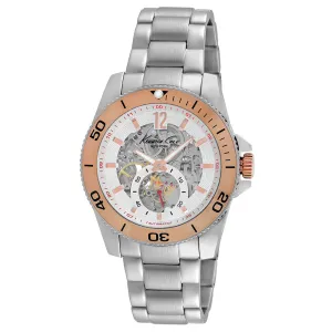 Kenneth Cole Men's New York Modern Core Automatic Skeleton Analog Stainless Watch - Silver Bracelet - Skeleton Dial - KC9254