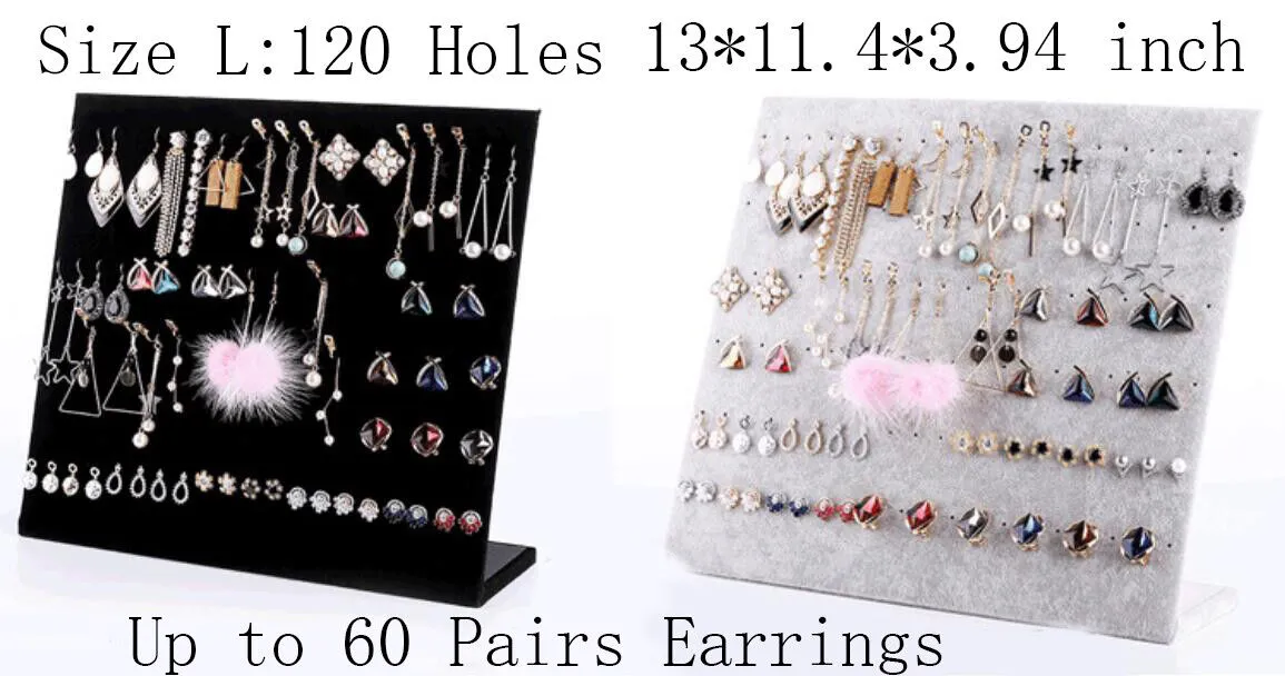 L-Shape Velvet Jewelry Frame Tray Earrings Board Display Counter Rack Organizer