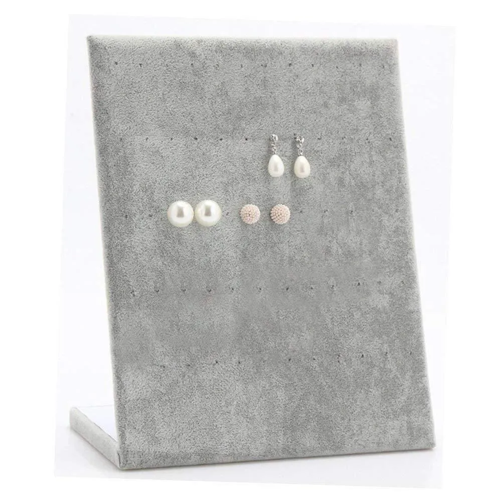 L-Shape Velvet Jewelry Frame Tray Earrings Board Display Counter Rack Organizer