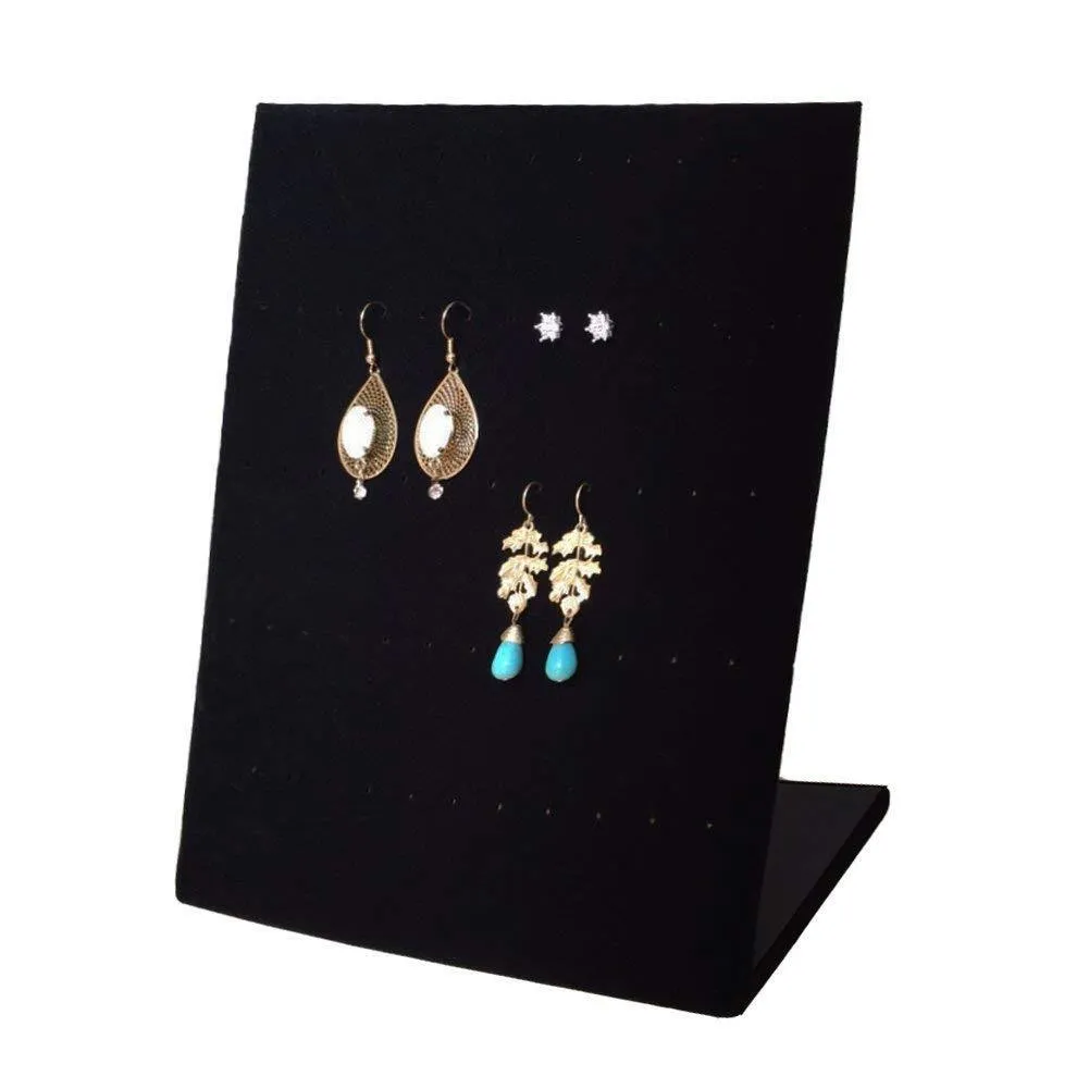 L-Shape Velvet Jewelry Frame Tray Earrings Board Display Counter Rack Organizer