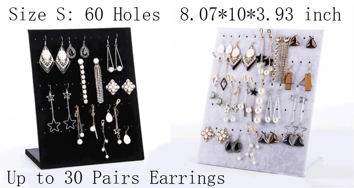 L-Shape Velvet Jewelry Frame Tray Earrings Board Display Counter Rack Organizer