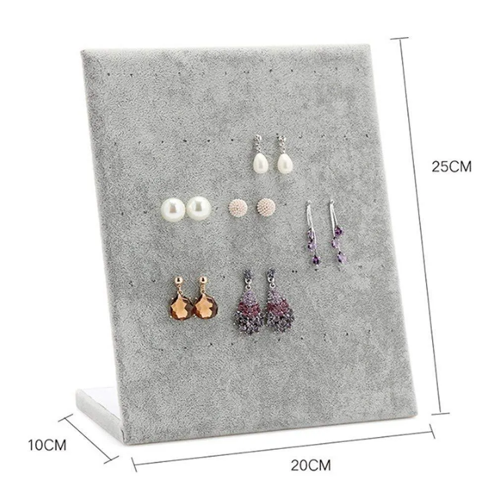 L-Shape Velvet Jewelry Frame Tray Earrings Board Display Counter Rack Organizer
