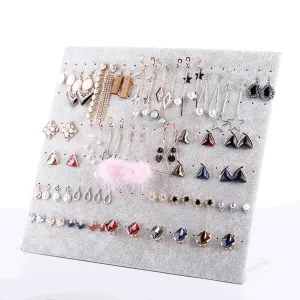 L-Shape Velvet Jewelry Frame Tray Earrings Board Display Counter Rack Organizer