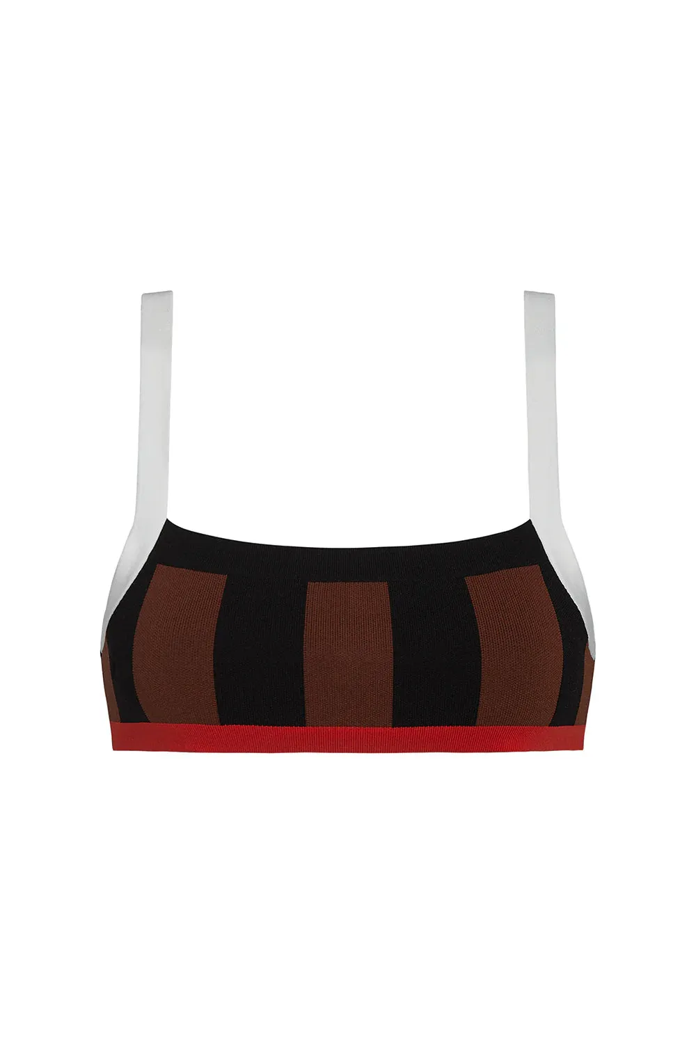 LA PLAGE TOP IN BLACK/BROWN STRIPE