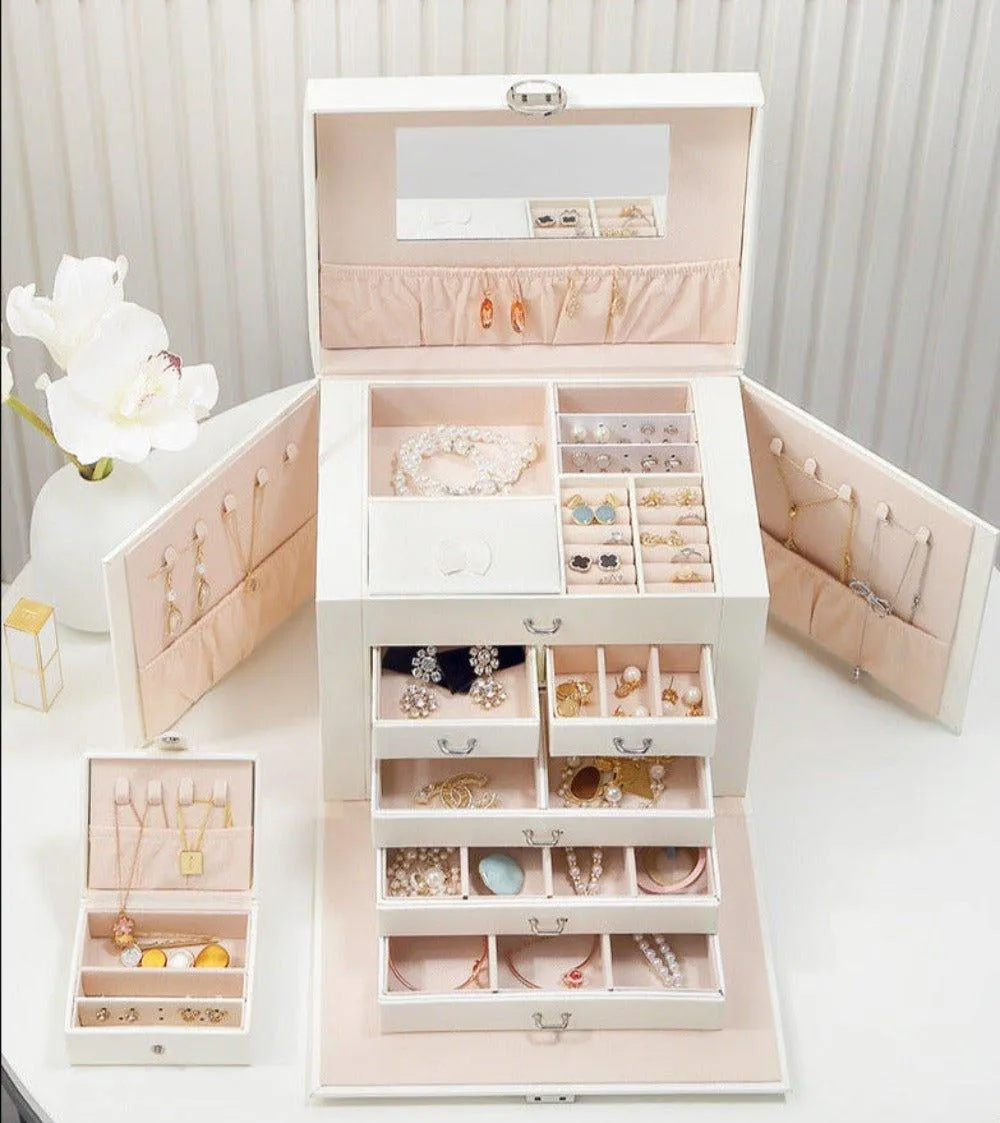 Large Jewellery Box -White Pink