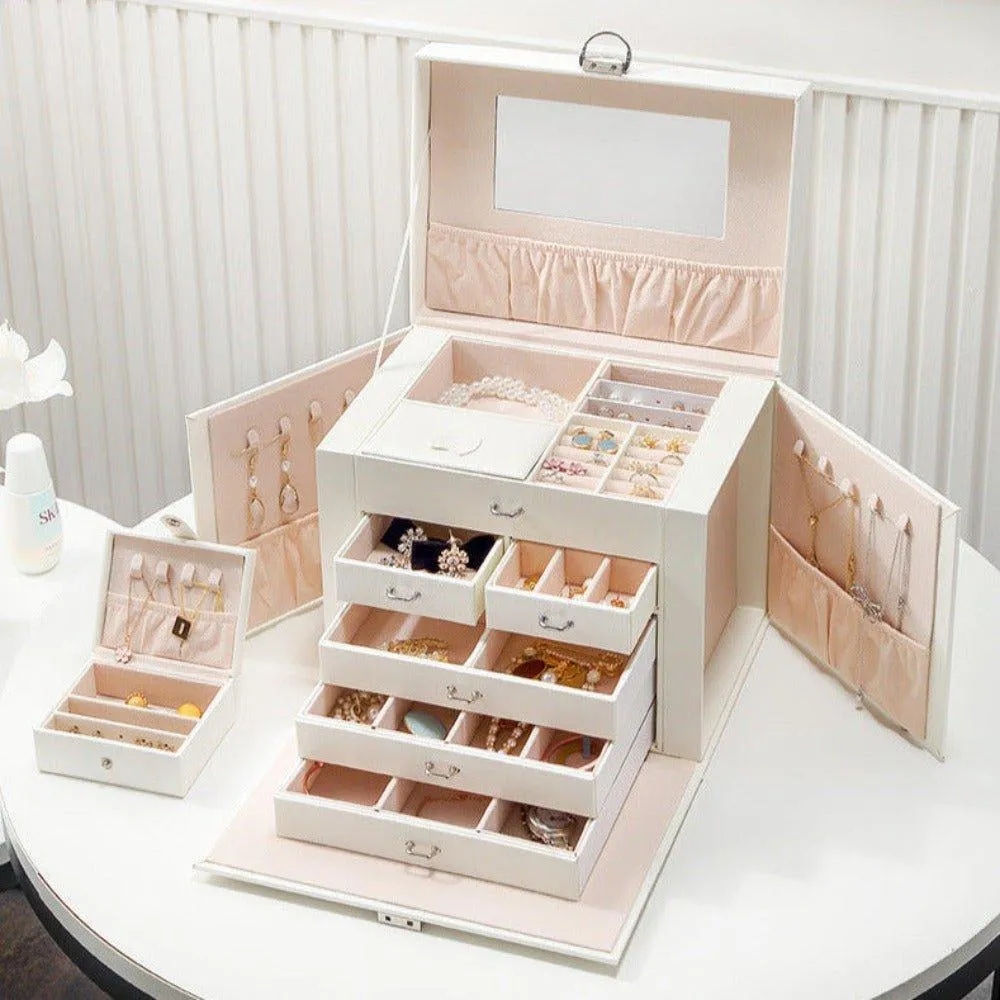 Large Jewellery Box -White Pink