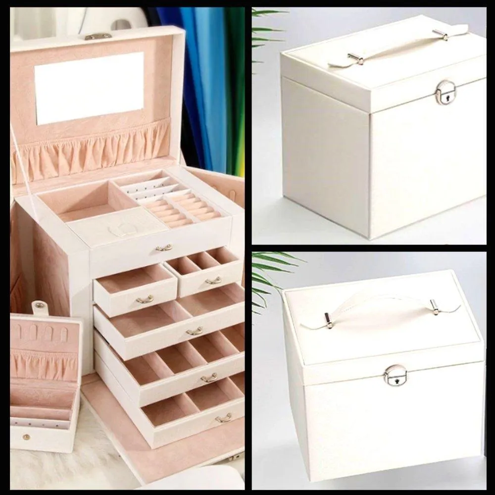 Large Jewellery Box -White Pink